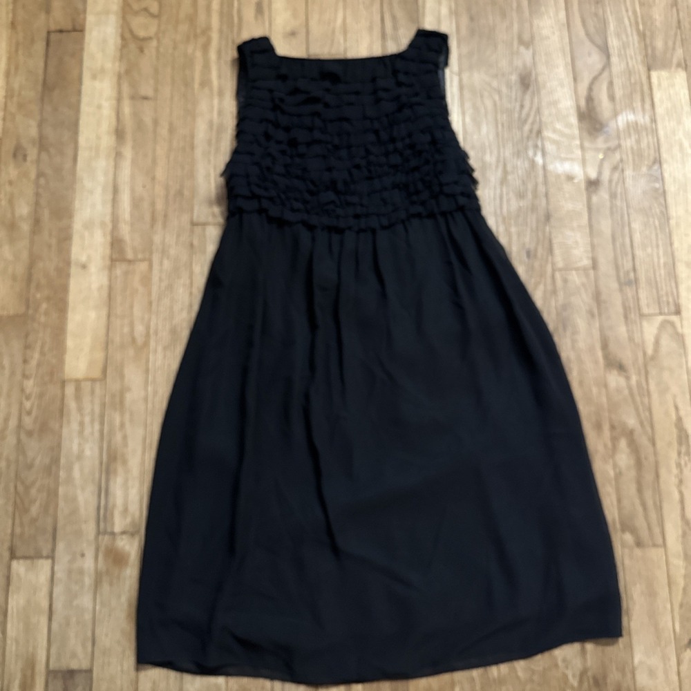 Studio M Vintage Sleeveless Dress Silk Ruffle‎ Babydoll Boho Small Black